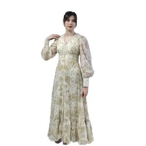 Vintage 70s GUNNE SAX Prairie Print Dress Boho JESSICA McClintock COTTAGECORE S